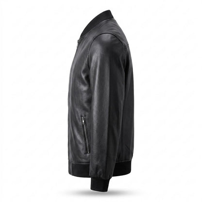 Mens Outlet House - Minav | Zip-Up Lined Leather Jacket Men