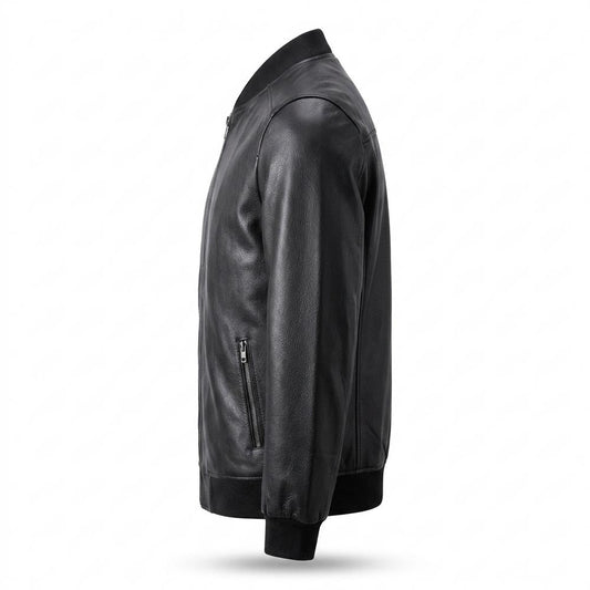 Mens Outlet House - Minav | Zip-Up Lined Leather Jacket Men