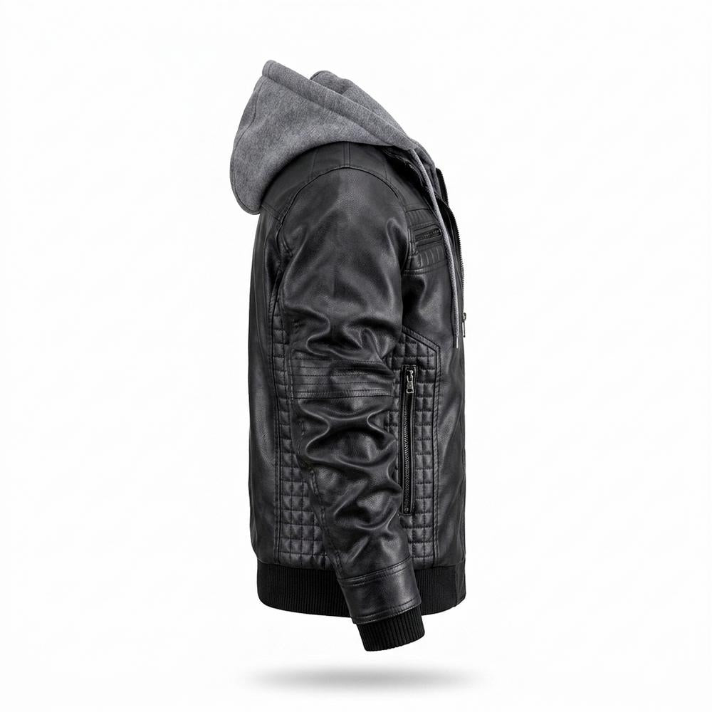 Mens Outlet House - Rinal | Hooded Quilted Leather Jacket Men