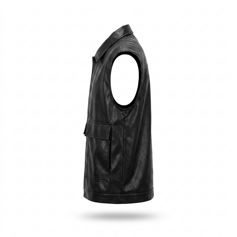 Mens Outlet House - Ramel | Leather-Look Collared Vest Men