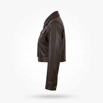 Mens Outlet House - Sosir | Cropped Zip-Up Leather Jacket Women