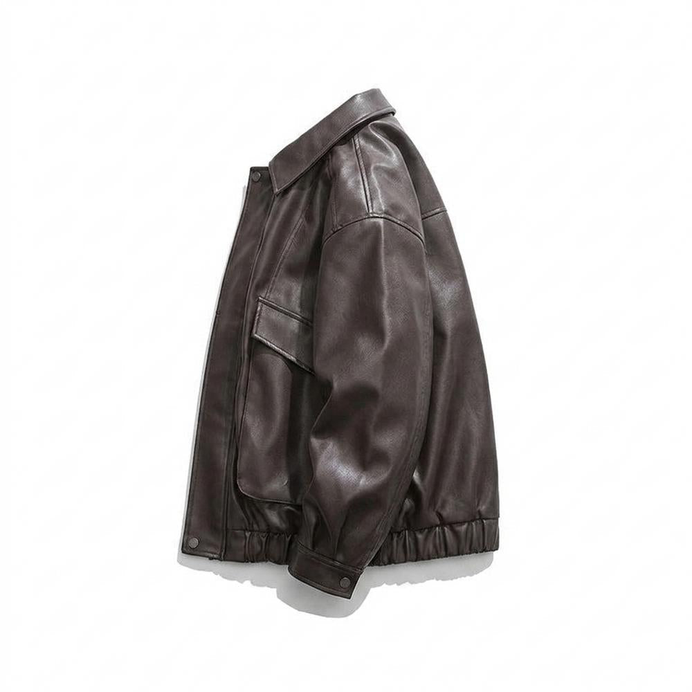Mens Outlet House - Nevel | Boxy Cut Faux Leather Jacket Unisex
