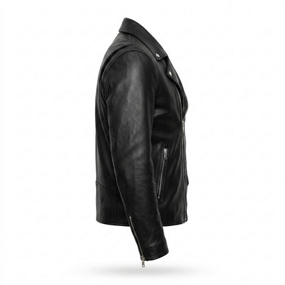 Mens Outlet House - Tivel | Asymmetrical Zippered Leather Jacket Men