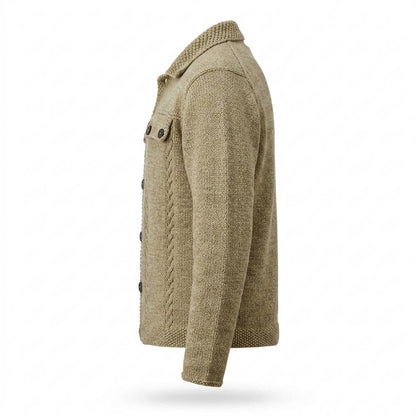 Mens Outlet House - Losol | Cable Knit Collared Knit Cardigan Men