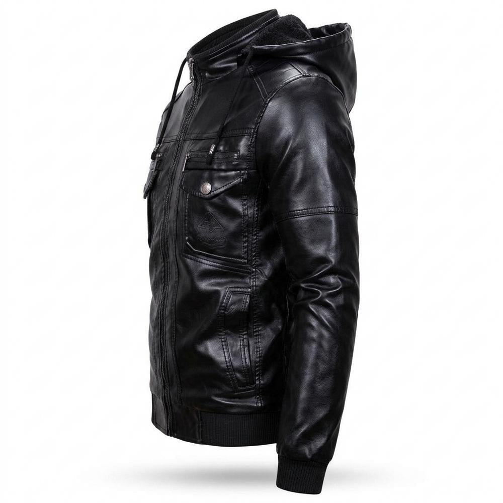 Mens Outlet House - Sever | Hooded Lined Leather Jacket Men