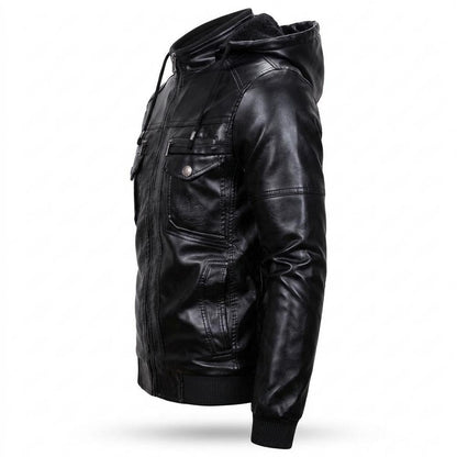 Mens Outlet House - Sever | Hooded Lined Leather Jacket Men