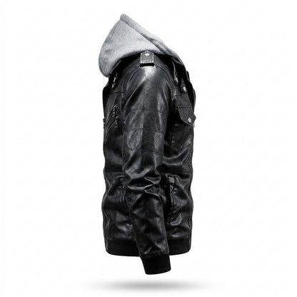 Mens Outlet House - Lavel | Hooded Lined Leather Jacket Men