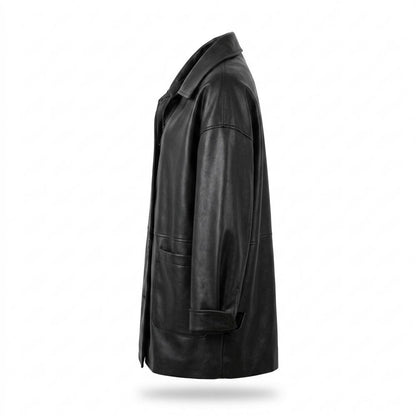 Mens Outlet House - Yoker | Button-Front Loose-Fit Leather Jacket Women