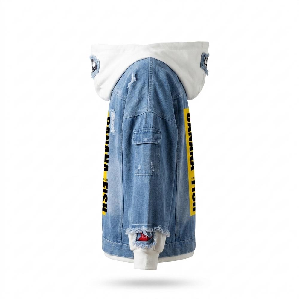Mens Outlet House - Zavel | Distressed Hooded Denim Jacket Unisex