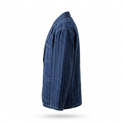 Mens Outlet House - Aovur | Striped Denim Blazer Men