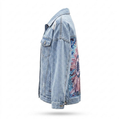 Mens Outlet House - Tidan | Printed Distressed Denim Jacket Women