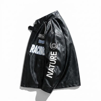 Mens Outlet House - Misel | Printed Piped Leather Jacket Unisex