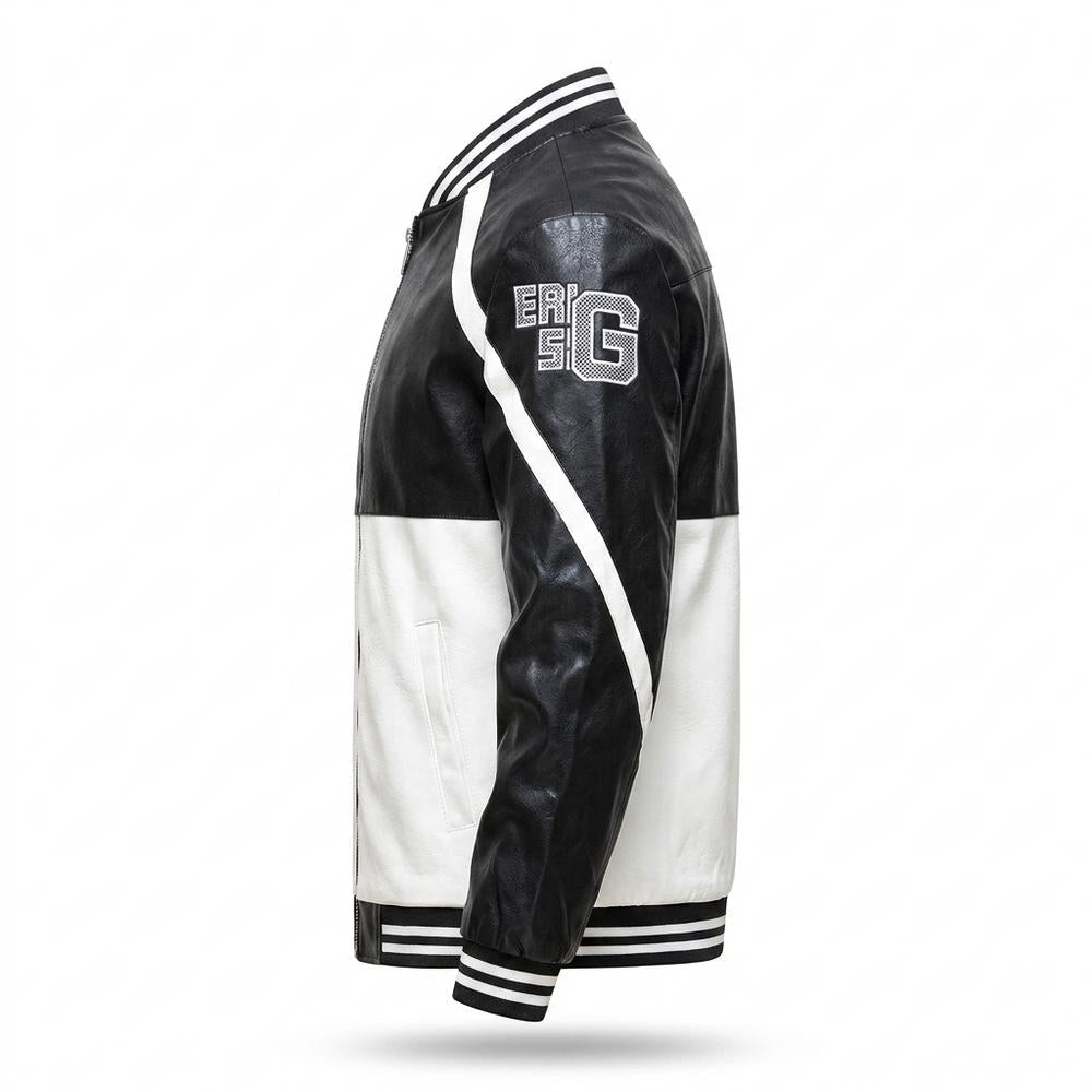 Mens Outlet House - Tivar | Color-Block Striped Leather Jacket Men