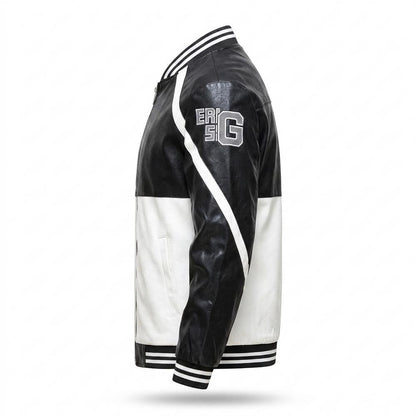 Mens Outlet House - Tivar | Color-Block Striped Leather Jacket Men
