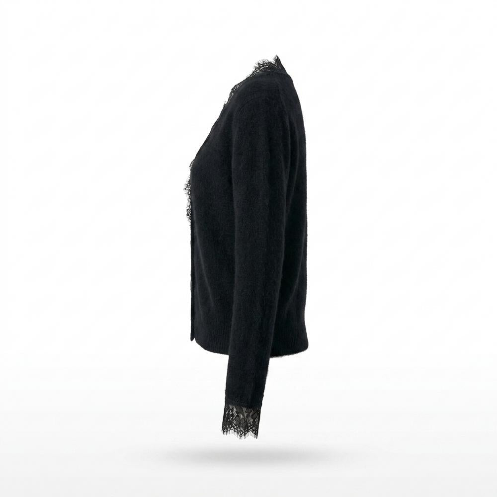 Mens Outlet House - Yokar | Lace-Trimmed Button-Front Knit Cardigan Women