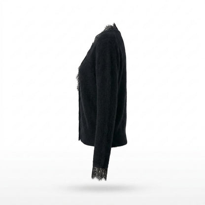 Mens Outlet House - Yokar | Lace-Trimmed Button-Front Knit Cardigan Women
