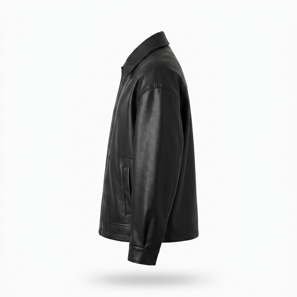 Mens Outlet House - Lator | Button-Front Faux-Leather Jacket Men