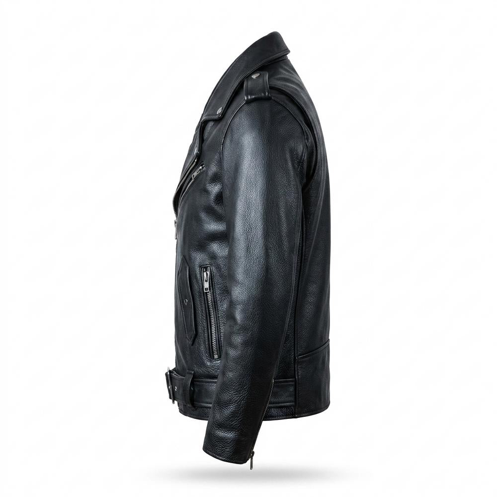 Mens Outlet House - Zeren | Asymmetrical Belted Leather Jacket Men