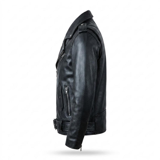Mens Outlet House - Zeren | Asymmetrical Belted Leather Jacket Men