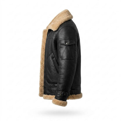 Mens Outlet House - Rovel | Shearling-Lined Aviator Leather Jacket Men