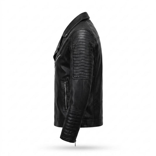 Mens Outlet House - Vekar | Quilted Asymmetrical Leather Jacket Men