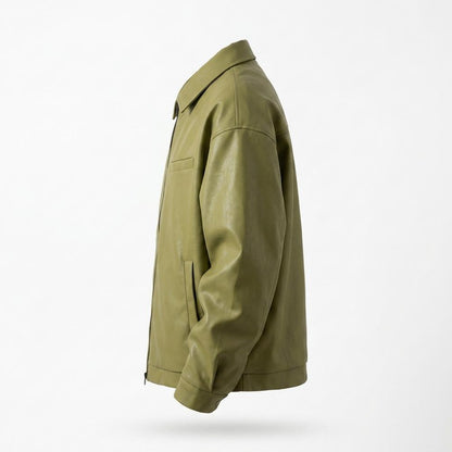 Mens Outlet House - Sekar | Zip-Up Relaxed-Fit Leather Jacket Unisex