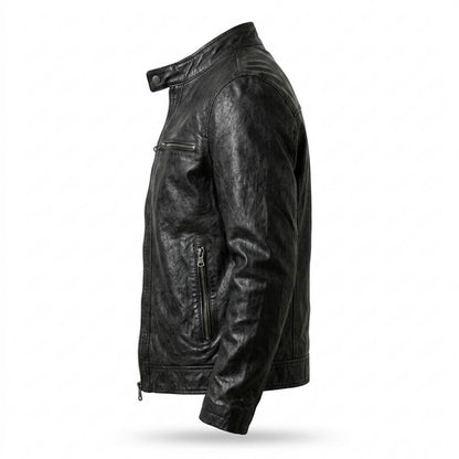 Mens Outlet House - Lasan | Slim-Fit Textured Leather Jacket Men