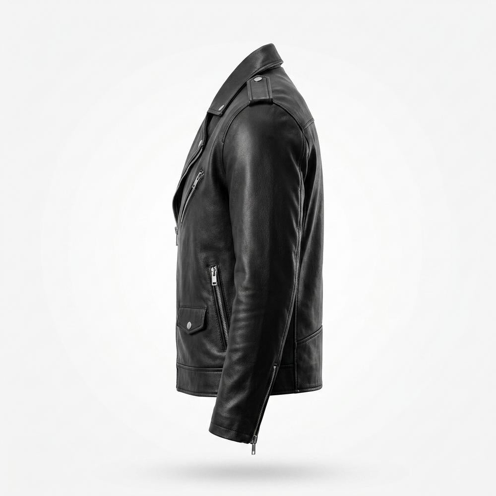Mens Outlet House - Tiram | Asymmetrical Belted Leather Jacket Unisex