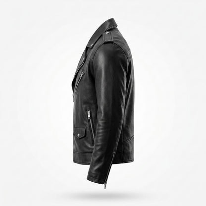 Mens Outlet House - Tiram | Asymmetrical Belted Leather Jacket Unisex