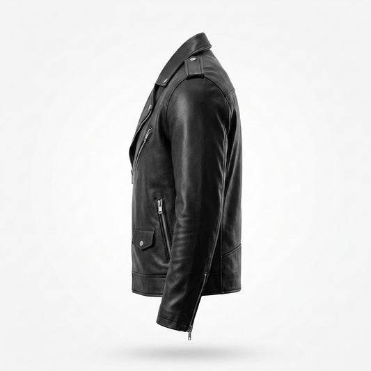 Mens Outlet House - Tiram | Asymmetrical Belted Leather Jacket Unisex