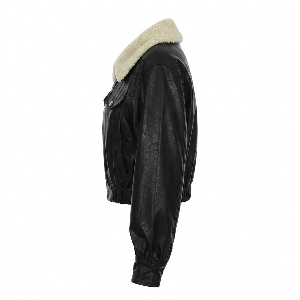 Mens Outlet House - Kesen | Shearling-Collar Cropped Leather Jacket Women
