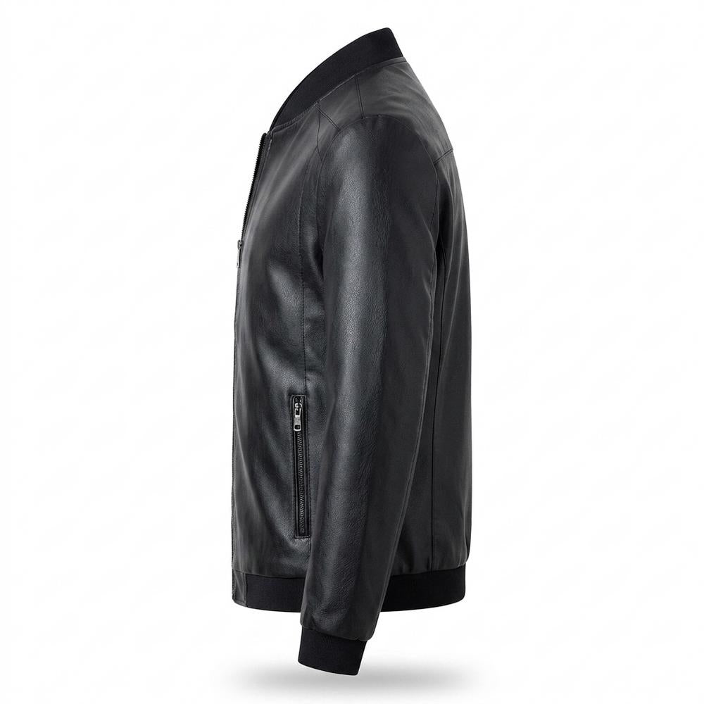 Mens Outlet House - Misin | Zip-Up Bomber-Style Leather Jacket Men