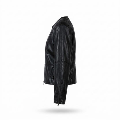 Mens Outlet House - Ralar | Collarless Zip-Up Leather Jacket Women