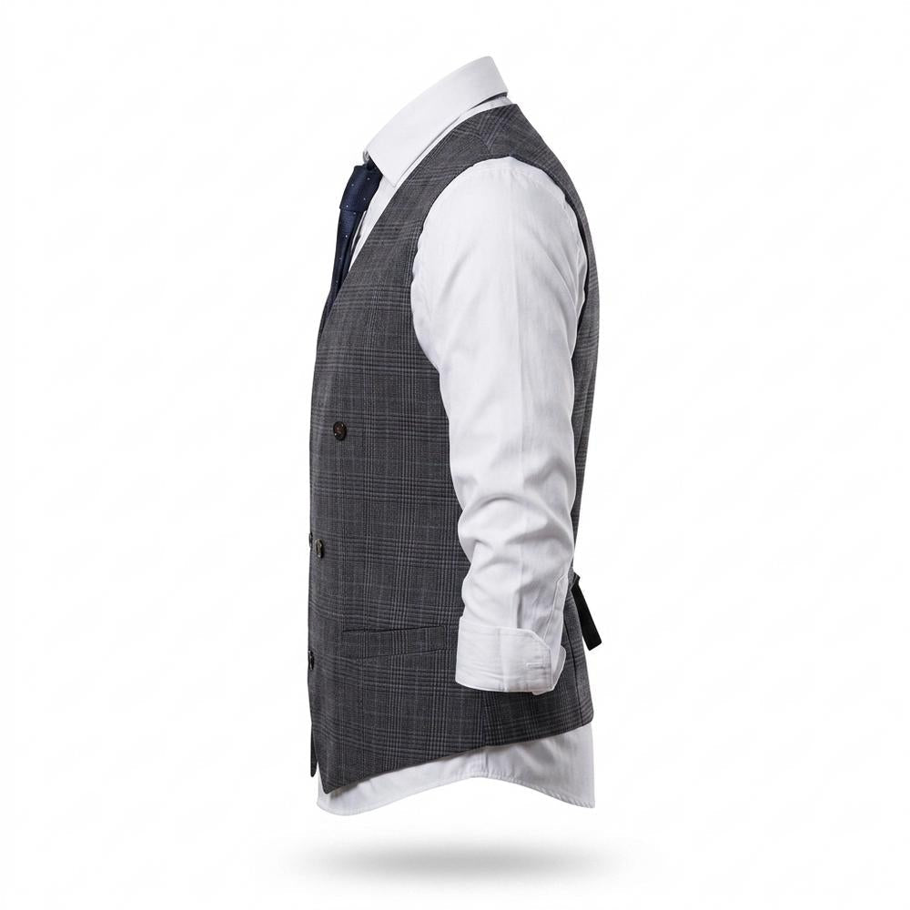 Mens Outlet House - Semon | Double-Breasted Plaid Vest Men