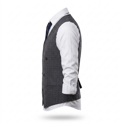 Mens Outlet House - Semon | Double-Breasted Plaid Vest Men
