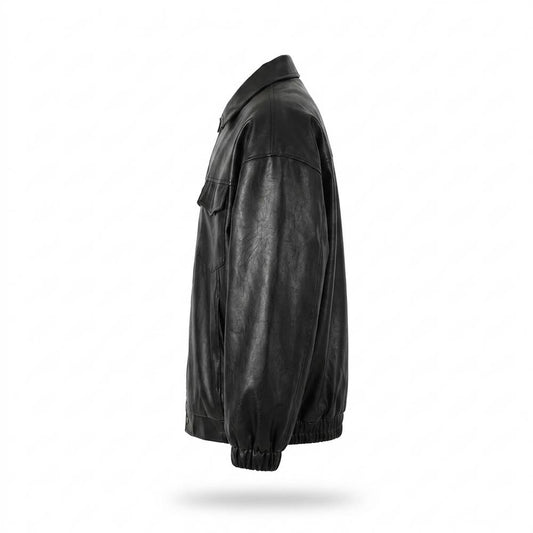Mens Outlet House - Cavin | Oversized Button-Up Leather Jacket Unisex