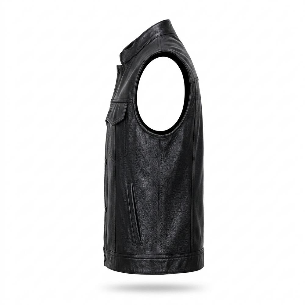 Mens Outlet House - Keser | Leather Button-Front Vest Men