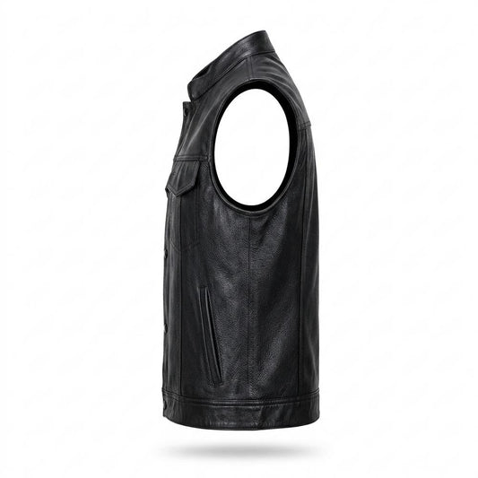 Mens Outlet House - Keser | Leather Button-Front Vest Men