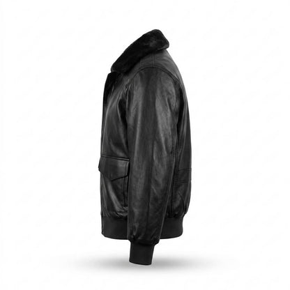 Mens Outlet House - Saral | Faux Leather Fur-Collar Leather Jacket Men