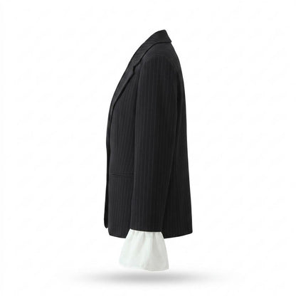 Mens Outlet House - Yomon | Pinstriped Ruffled-Cuff Blazer Women