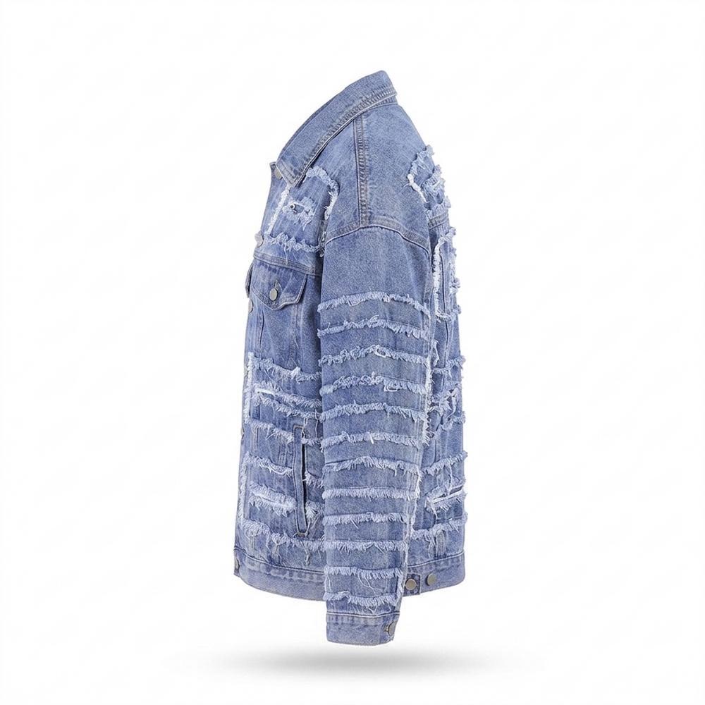Mens Outlet House - Nover | Distressed Frayed Denim Jacket Unisex