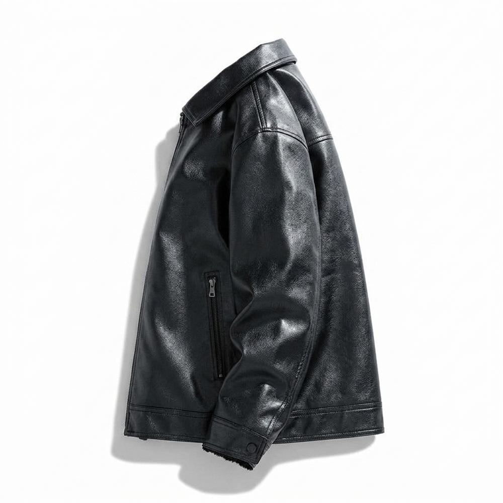 Mens Outlet House - Maror | Lined Straight-Cut Leather Jacket Men