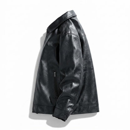 Mens Outlet House - Maror | Lined Straight-Cut Leather Jacket Men