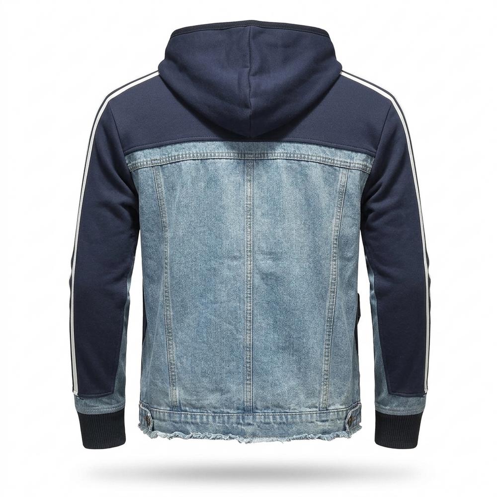 Mens Outlet House - Vakar | Denim-Panel Striped-Sleeve Jacket Men