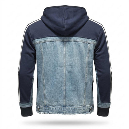 Mens Outlet House - Vakar | Denim-Panel Striped-Sleeve Jacket Men