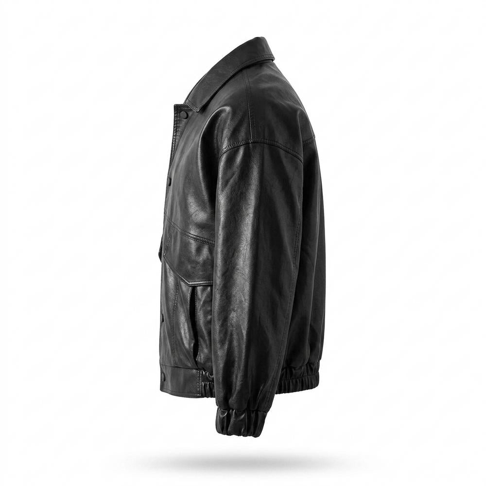 Mens Outlet House - Kamin | Faux Leather Button-Front Leather Jacket Unisex