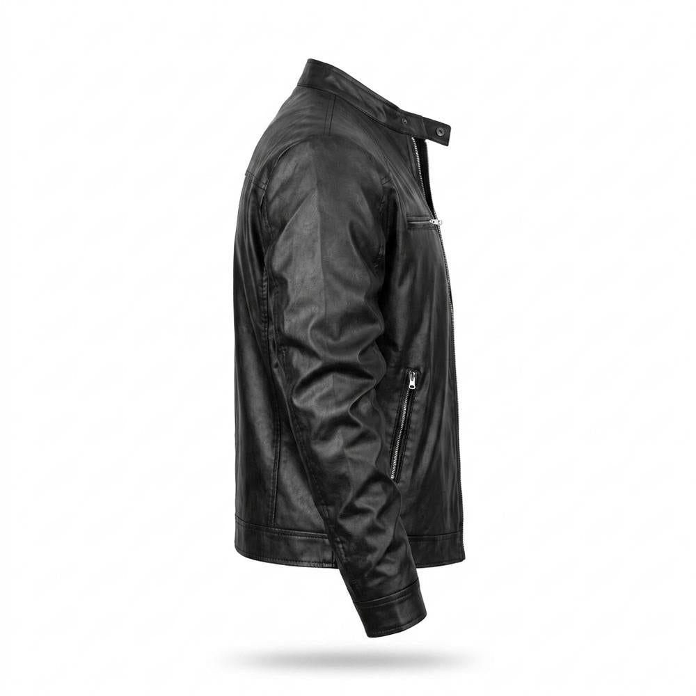 Mens Outlet House - Rufil | Zip-Up Stand-Collar Leather Jacket Men