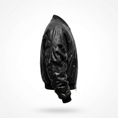 Mens Outlet House - Allin | Ruched Structured Leather Jacket Unisex