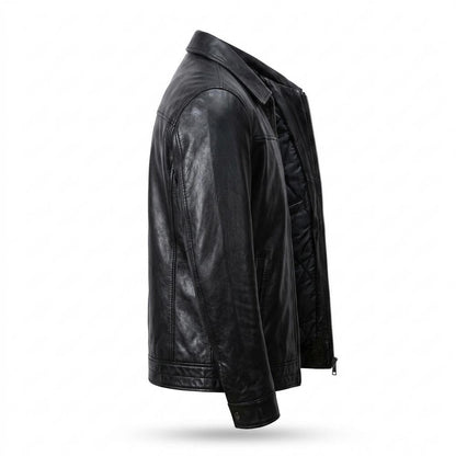Mens Outlet House - Zeron | Quilted-Lined Zip-Up Leather Jacket Men