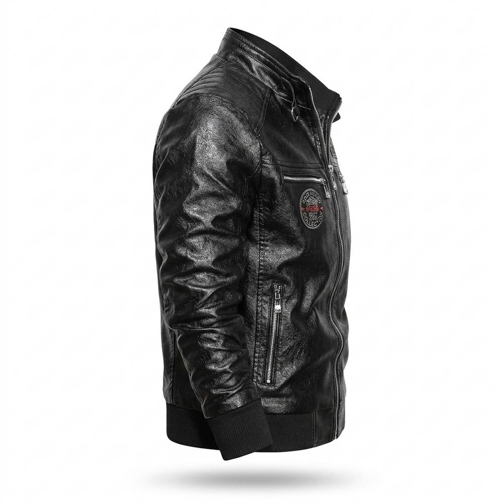 Mens Outlet House - Kasil | Quilted Zippered Leather Jacket Men